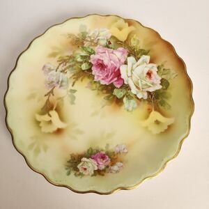 Handpainted Bavarian Porcelain Floral Print Decorative Plate 8.25"